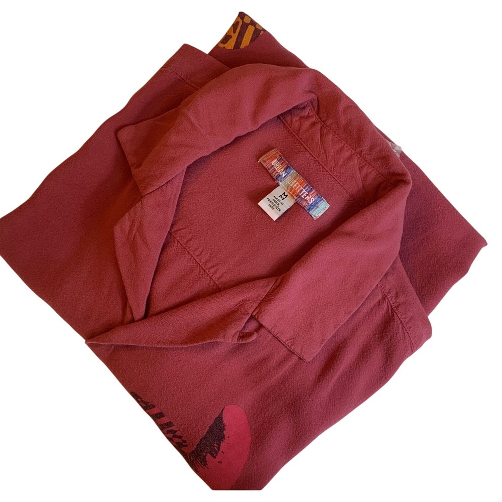 Urban Outfitters Mens Medium Red Banana‎ Strawberry Graphic Button Down Shirt